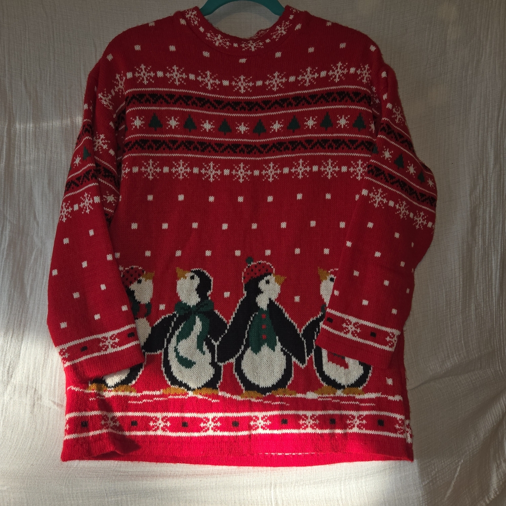 Festive Red‎ Penguin Knit Sweater - Picture 2 of 5
